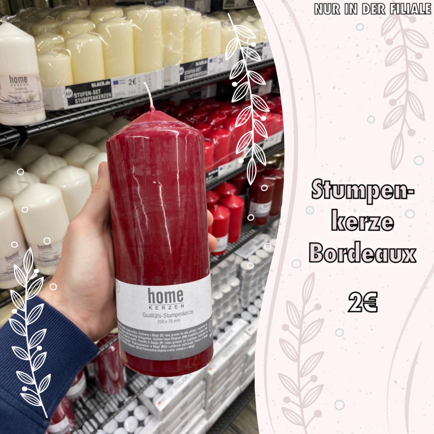 Gefällt Dir die Farbe Bordeaux? Schreib uns in den Kommentaren. ✍️ • • • #dekorierenistliebe #kerzen #zuhause #lights #dekoideen #home #candle #tedi #bordeaux #homesweethome #stumpenkerzen