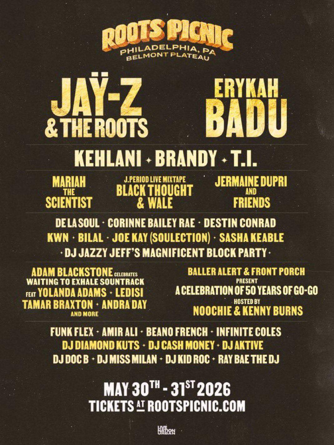 Roots Picnic reveals 2026 lineup: Jay-Z & The Roots, Erykah Badu