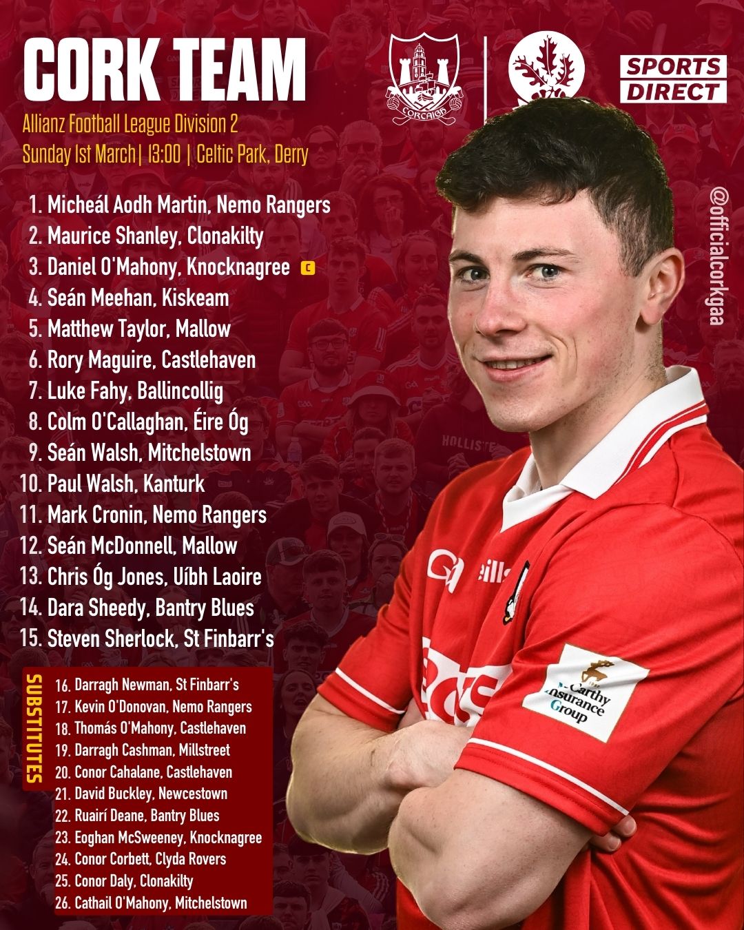 Cork - Cork Senior Football Team to play Derry has been announced https ...