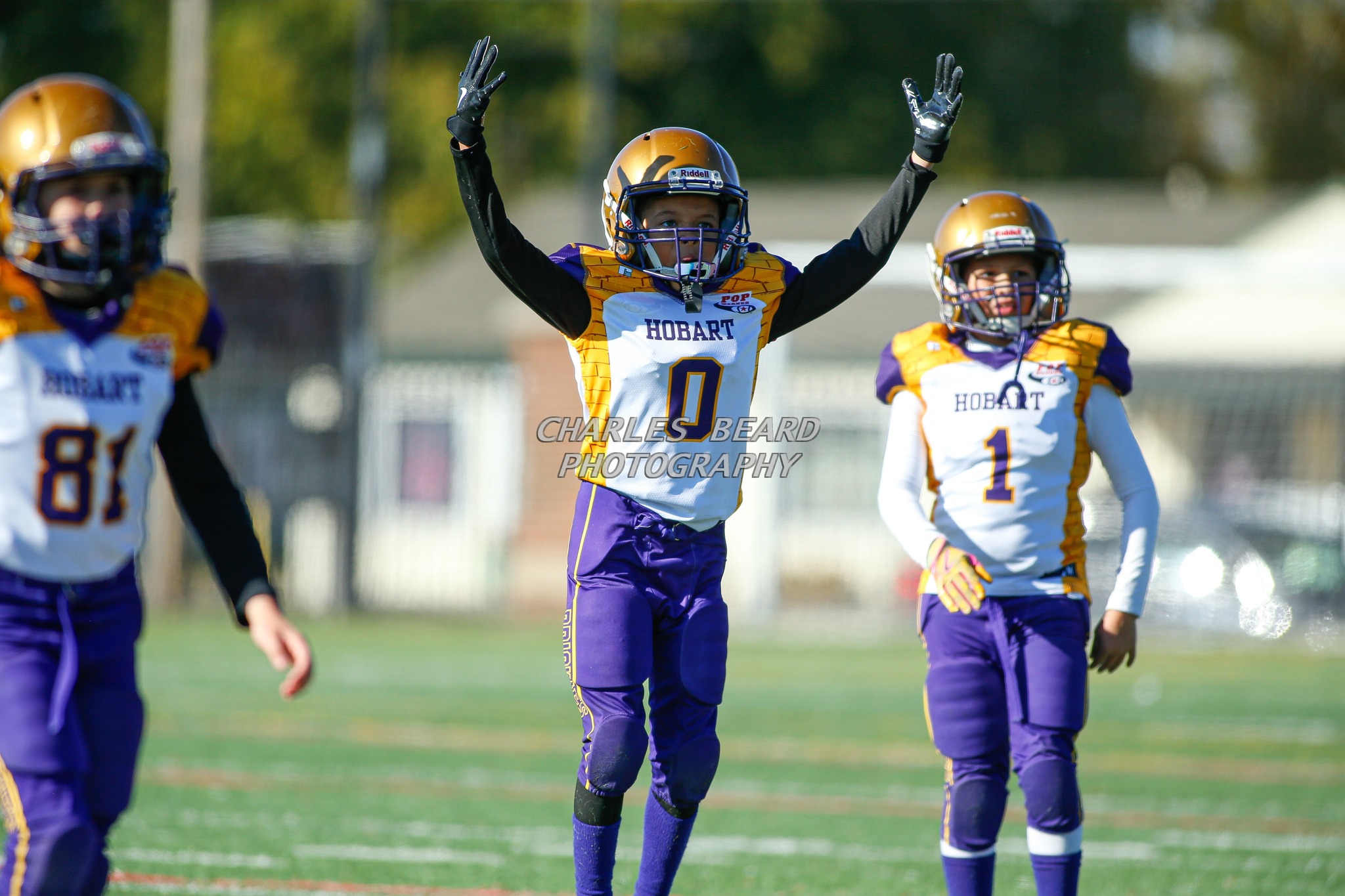 Hobart Pop Warner 9u football team in action