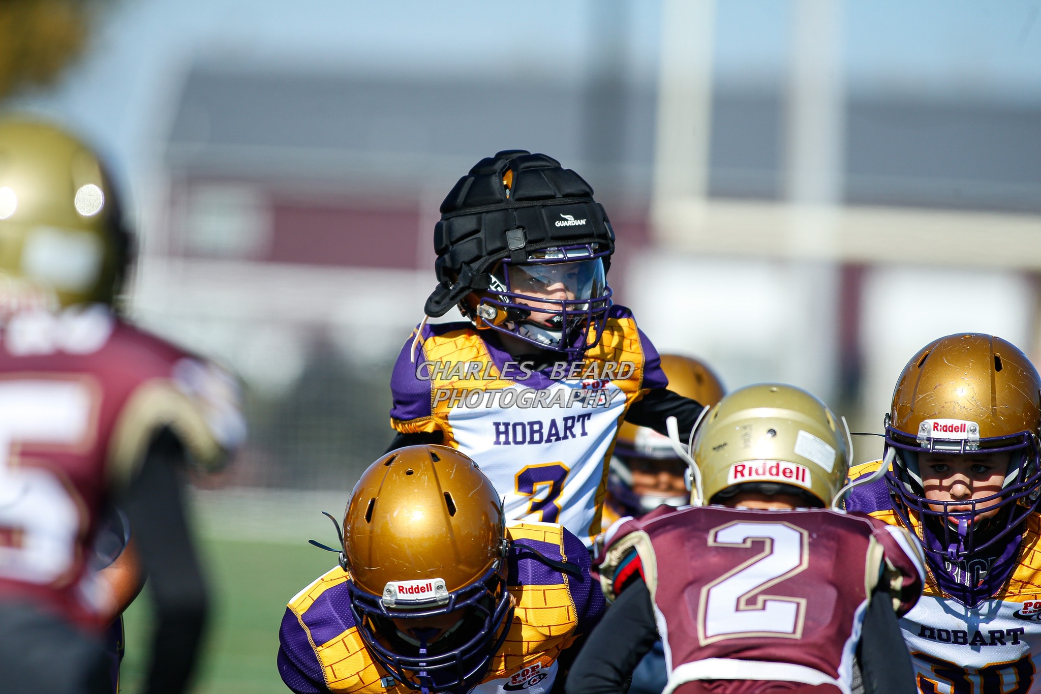 Hobart Pop Warner 9u football team in action