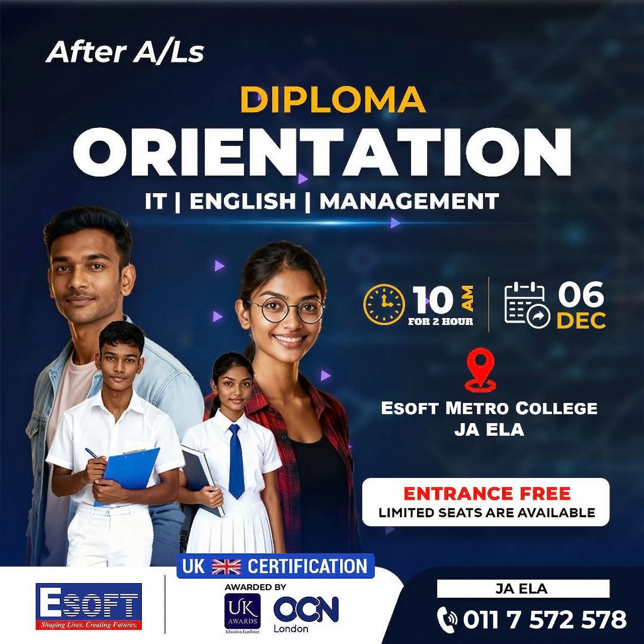ESOFT - 𝐀/𝐋𝐬 𝐟𝐢𝐧𝐢𝐬𝐡𝐞𝐝? 𝐖𝐡𝐚𝐭'𝐬 𝐧𝐞𝐱𝐭? 𝐒𝐡𝐚𝐩𝐞 𝐲𝐨𝐮𝐫 𝐬𝐮𝐜𝐜𝐞𝐬𝐬 𝐰𝐢𝐭𝐡 𝐚 𝐠𝐥𝐨𝐛𝐚𝐥𝐥𝐲 ...