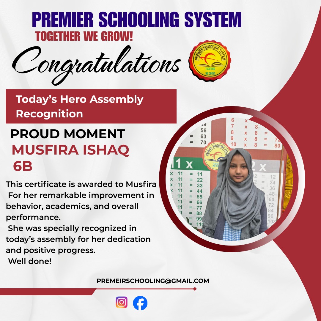 Premier - Today, we proudly recognized Musfira as our Today’s Hero in ...