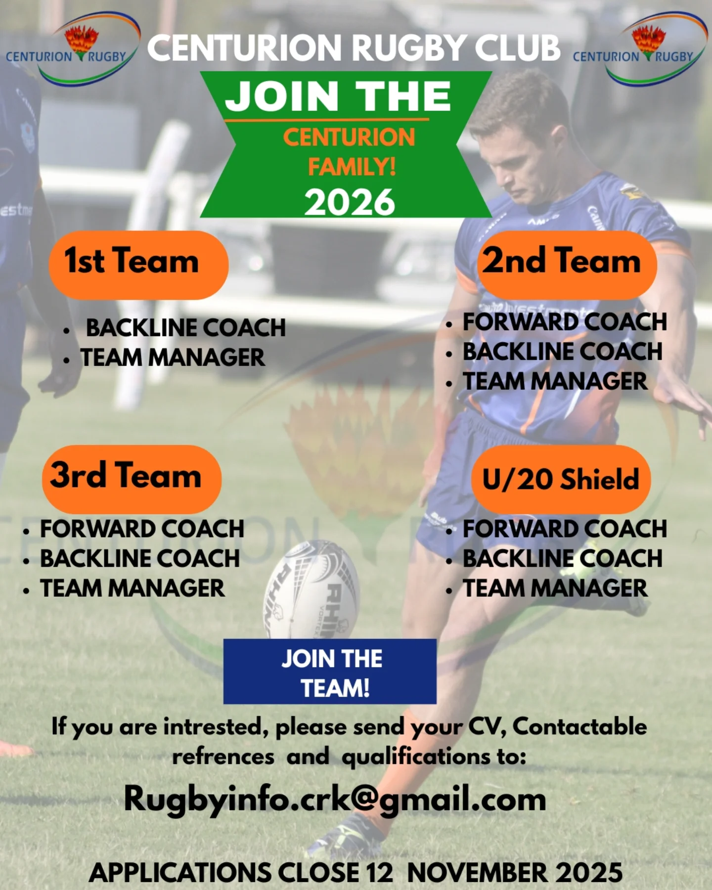 📣 Join the Centurion Family for... - Centurion Rugby Klub | Facebook