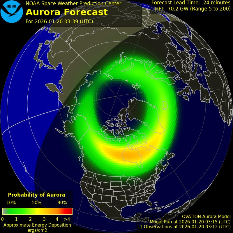 Aurora - The current hemispheric power is 70GW! #auroranotifier # ...