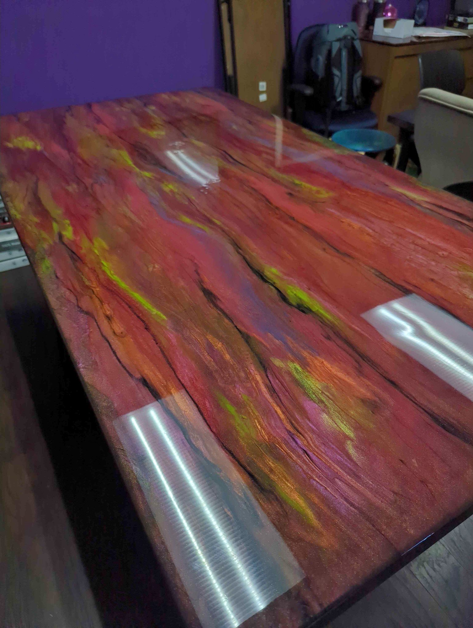 Unique Custom Epoxy Dining Conference Table Reds Orange Arizona Sunset ...