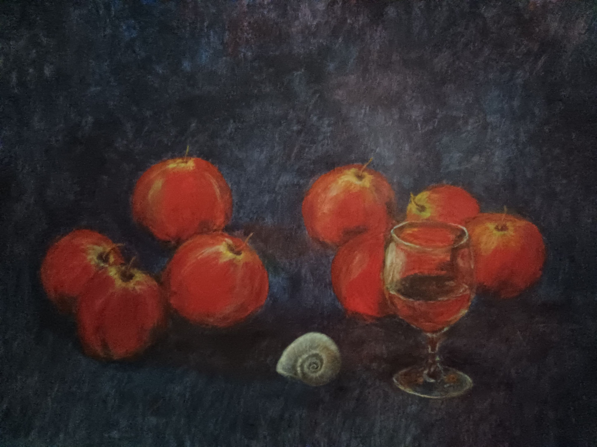 紅いパプリカのある静物 ( 夜 3 ) ] 23 x 17 cm 紙にインク墨と水彩