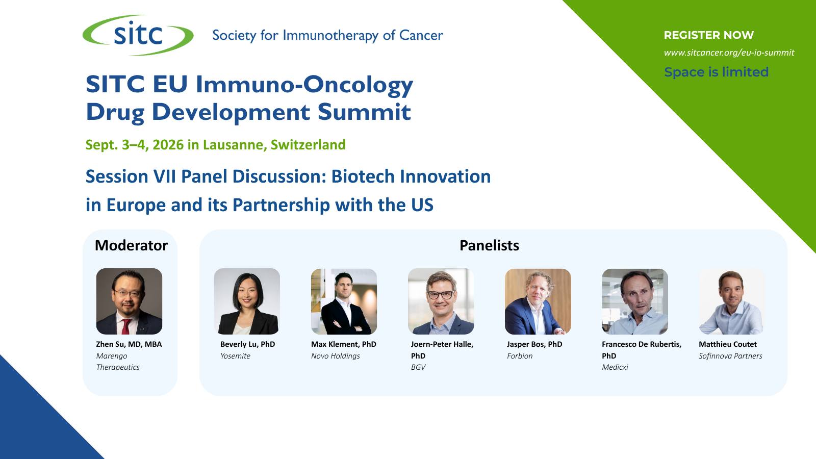 Explore the investment trends driving the next generation of immuno-oncology innovation. Join the Session VII: Investment Panel at the 2026 SITC EU Immuno-Oncology Drug Development Summit to hear expert perspectives on advancing