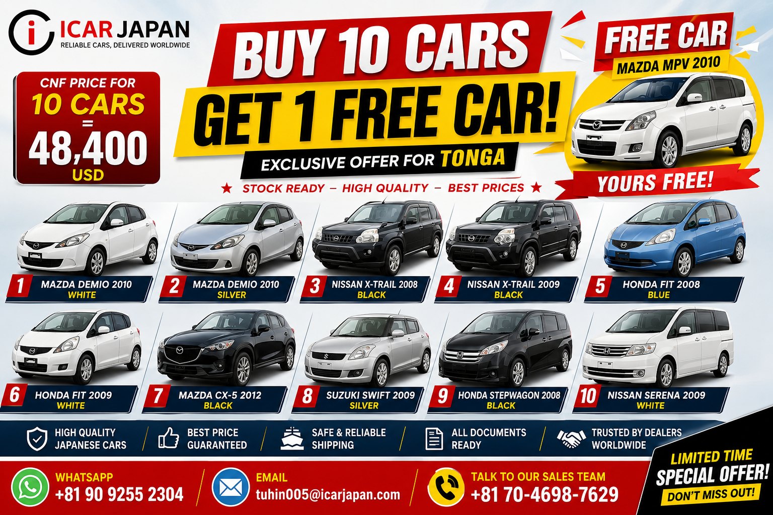 🚨🇹🇴 TONGA DEALERS ONLY – LIMITED TIME OFFER! 🇹🇴🚨 💥 BUY 10