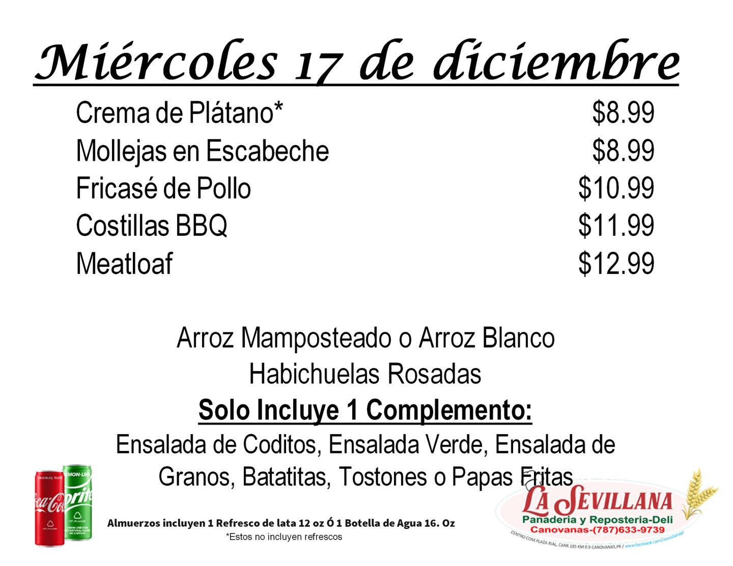 🥘 Menu 17... - La Sevillana Panaderia y Reposteria-Deli | Facebook