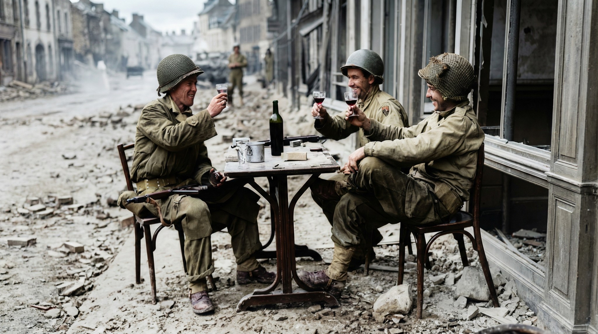 American GI rests in Normandy during WWII