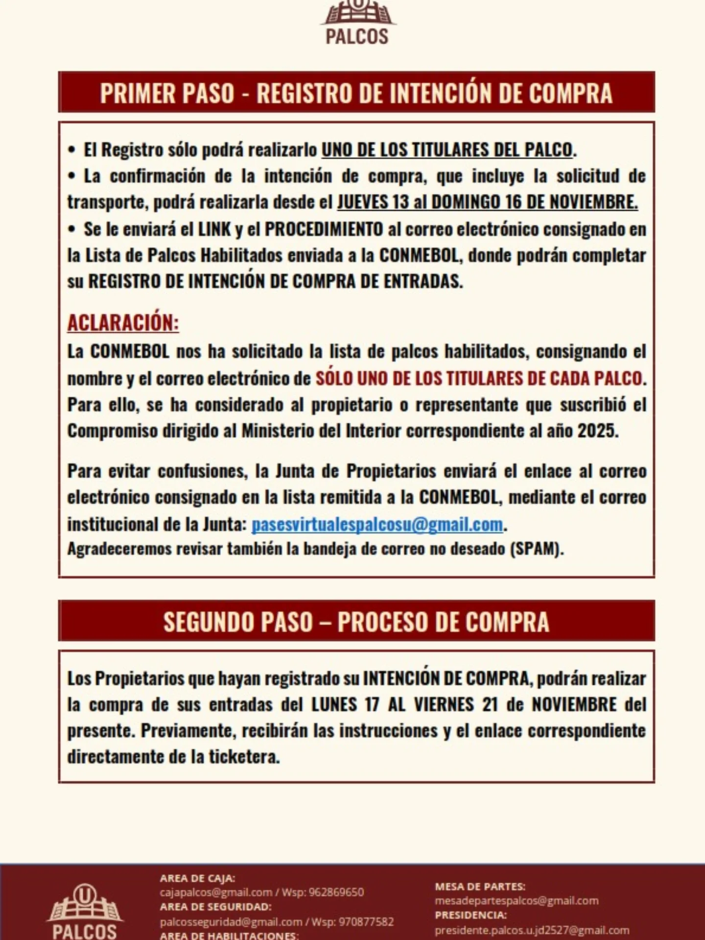 FITO - CONMEBOL INICIA PROCESO DE VENTA PARA PALCOS Con un Pre Registro ...