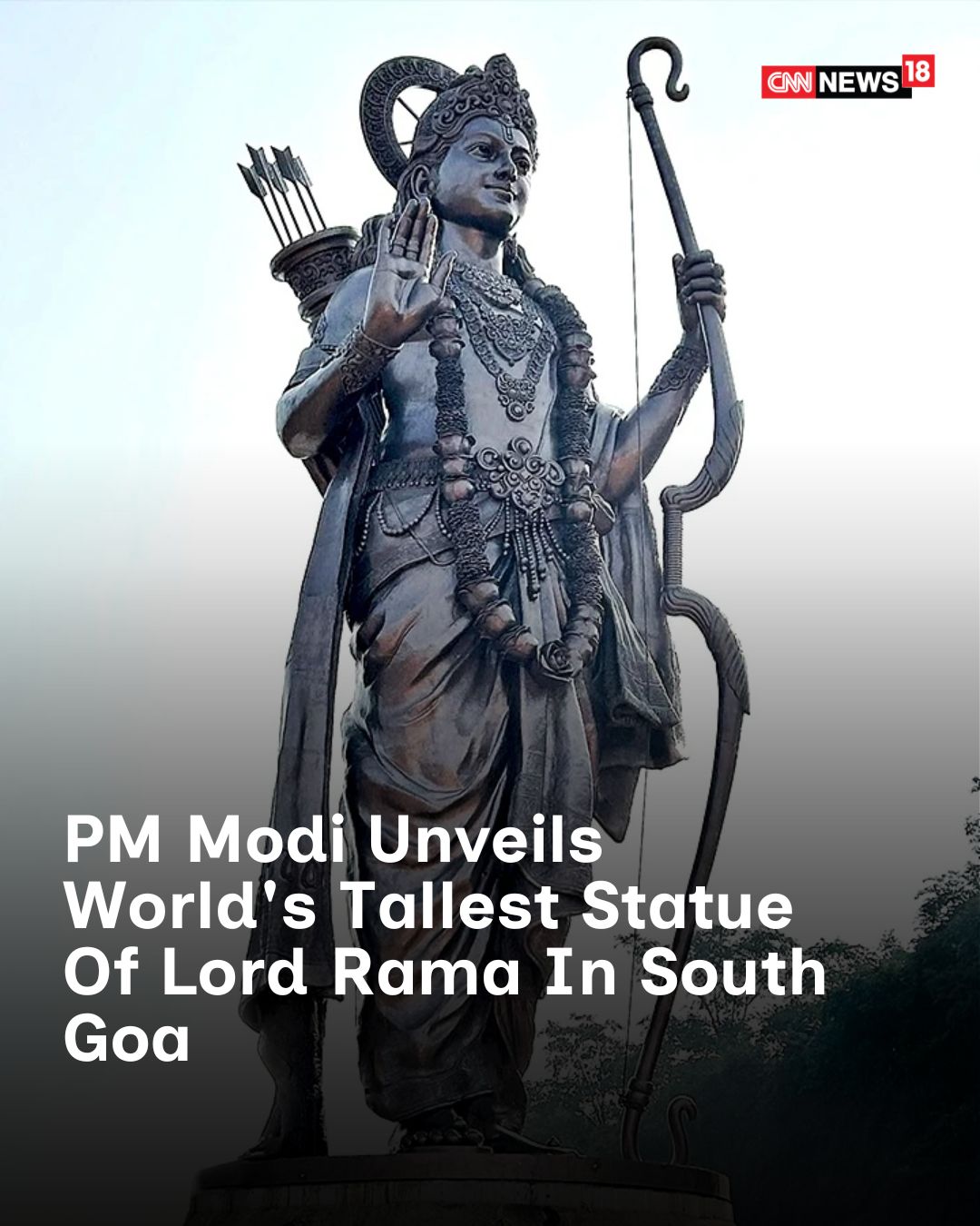 News18 - PM Modi unveils a 77-foot bronze statue of Lord Rama at the ...