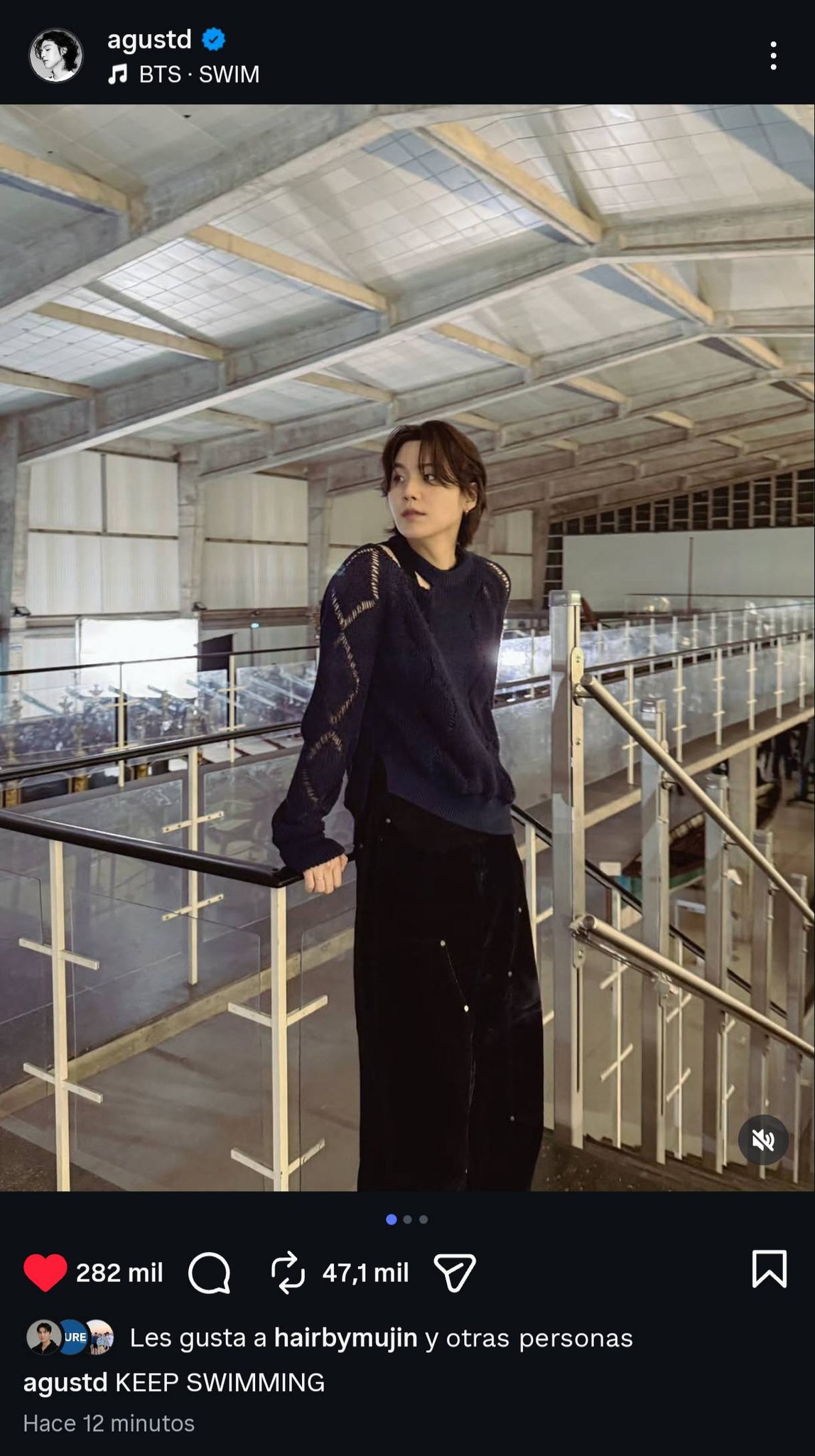 Nuevo post de SUGA 🐱 en IG 🧡 🐱: KEEP SWIMMING (continúa nadando