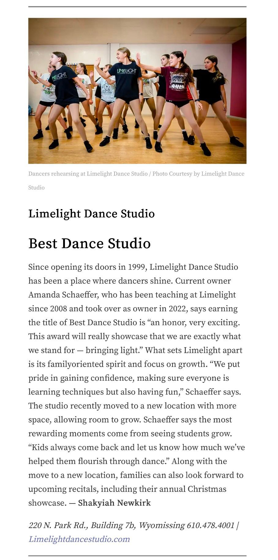LimeLight Dance Studio | Wyomissing PA