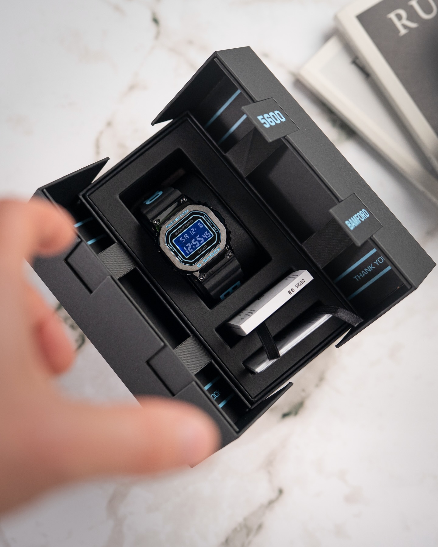 The GM-5600 and its distinctive metal bezel in all black as our 