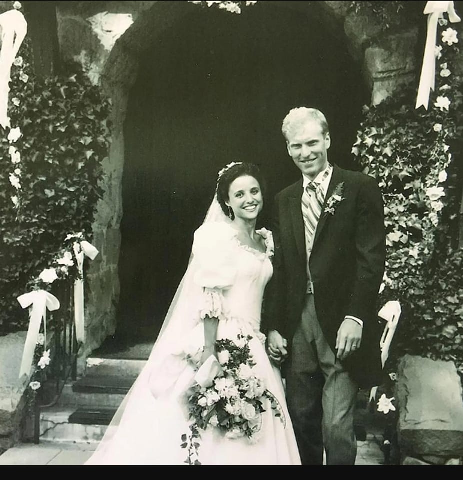 julia louis dreyfus bridesmaid dresses Louis-Dreyfuss at her 1987 wedding to comedian Brad Hall Size:10 Petite