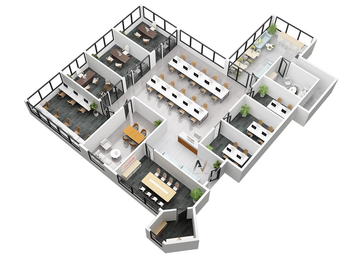 Archvizstudio3D - The office 3D floor plan by...