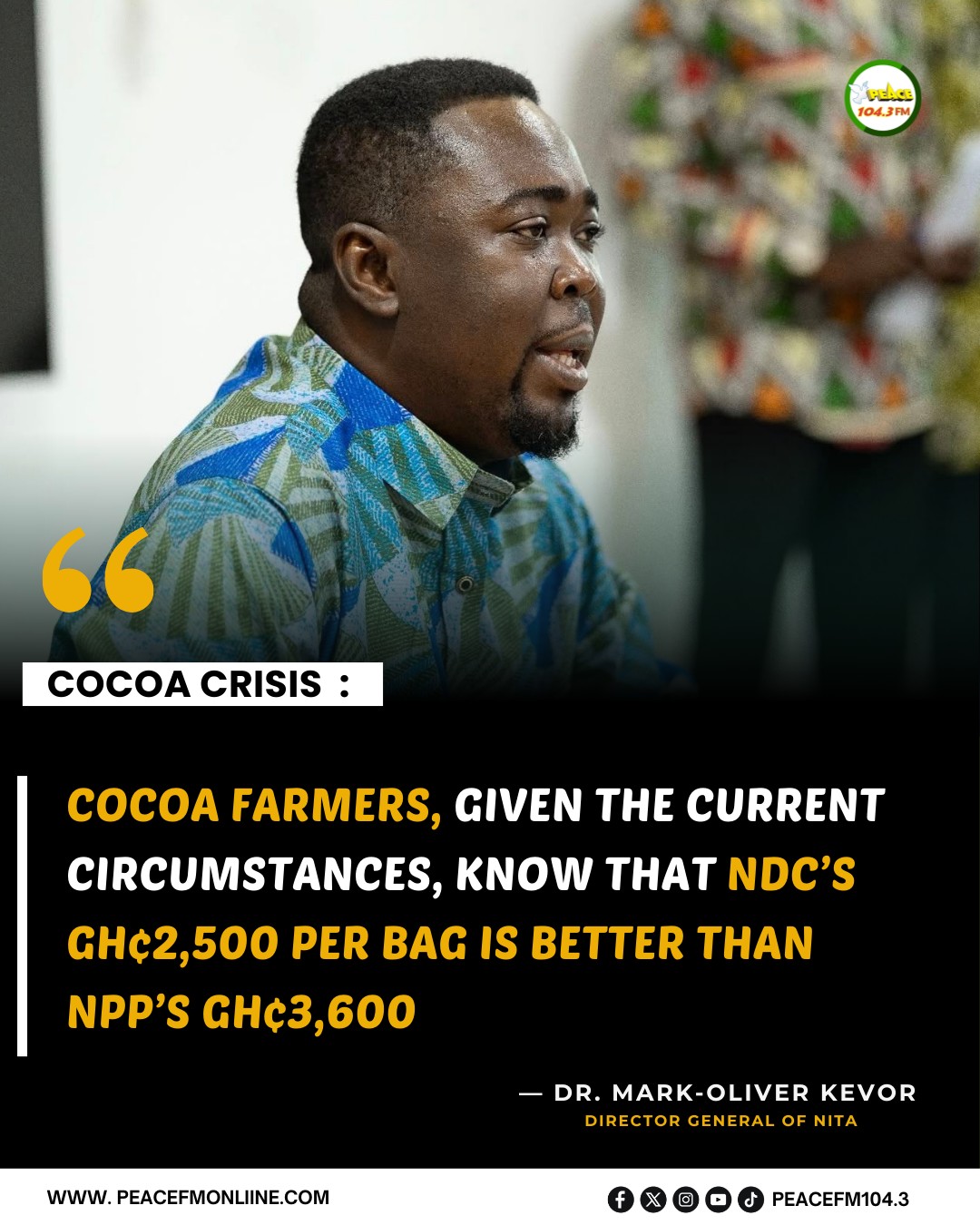 Peace - Cocoa Crisis: Cocoa farmers, given the current circumstances ...