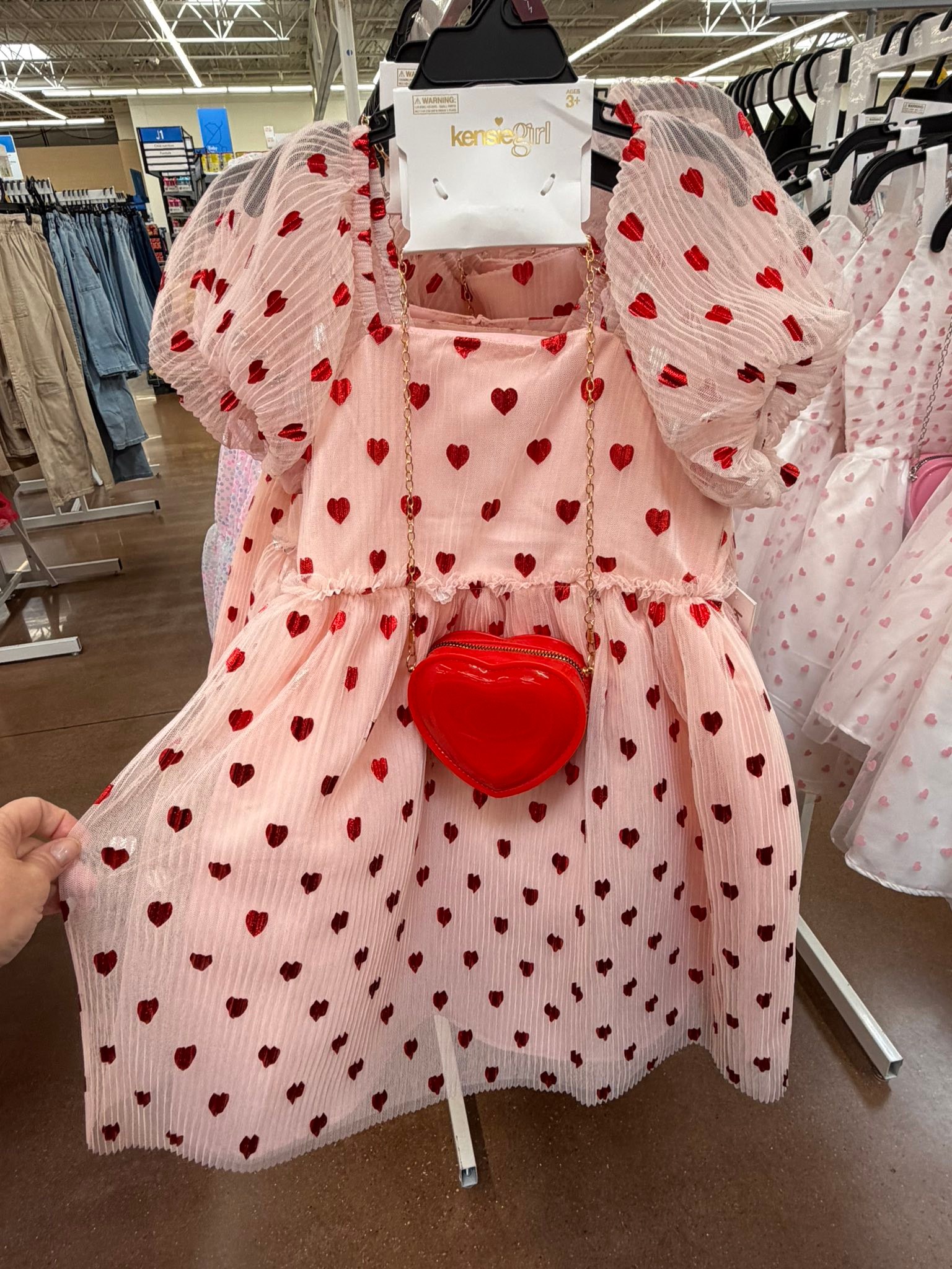 valentine dresses for girls Sweethearts Puff Sleeve Valentine's Day Dress The toddler in the photo is wearing a size 4T Kids Girls Valentine's Dress Girl