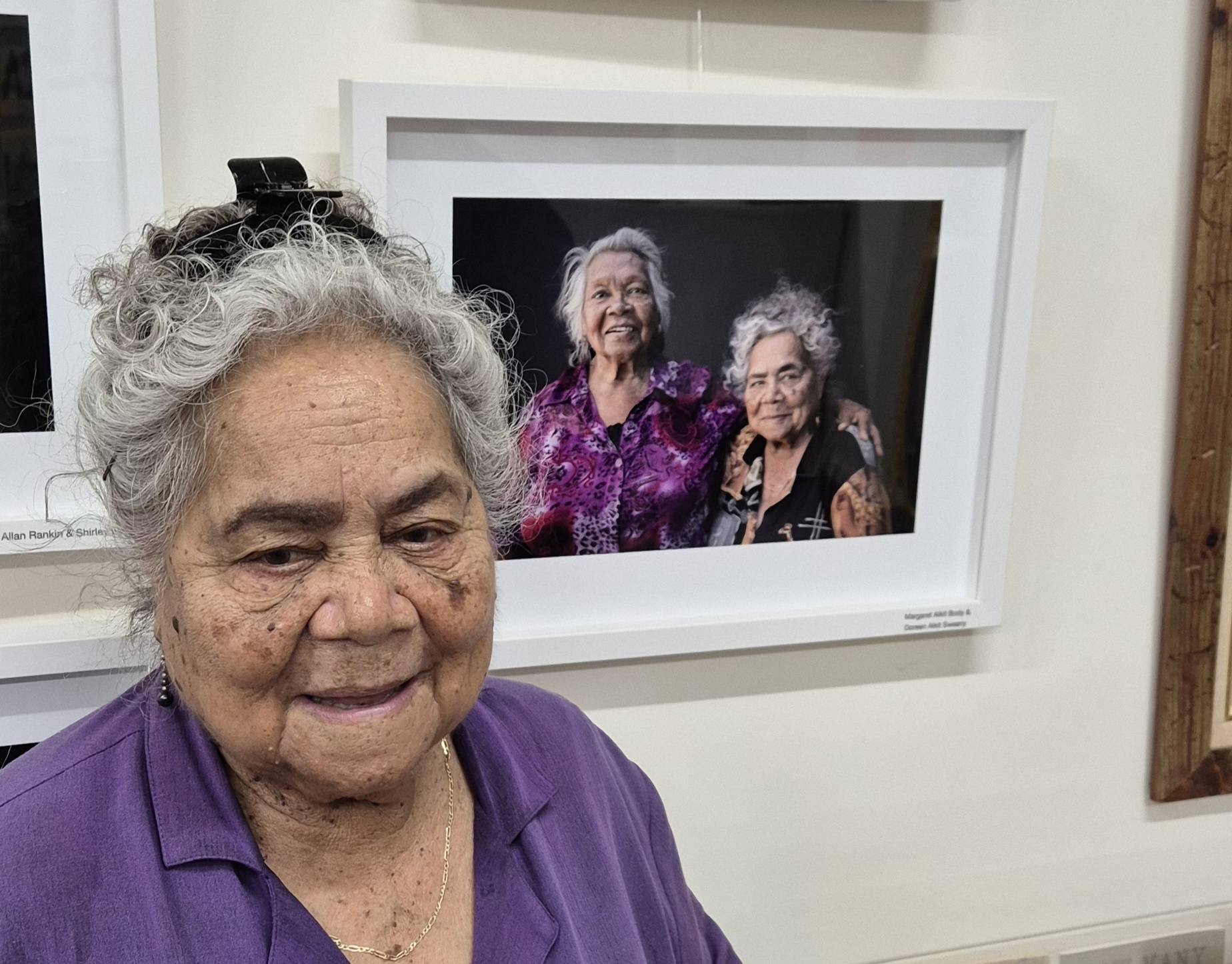 The Drovers - Margaret proud as punch in front of her photo & so she ...