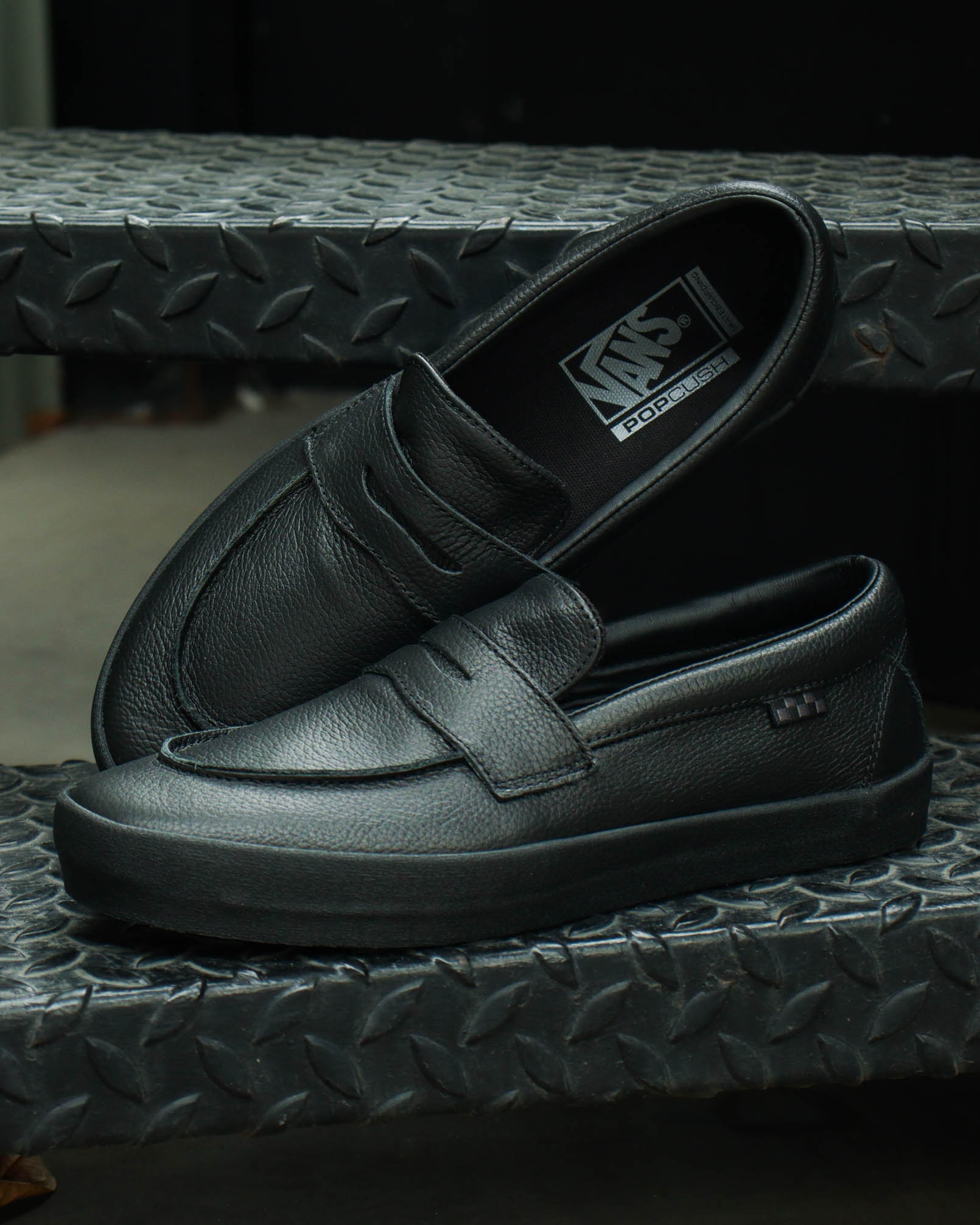The Vans Skate Loafer in classic black or dark forest leather, or 