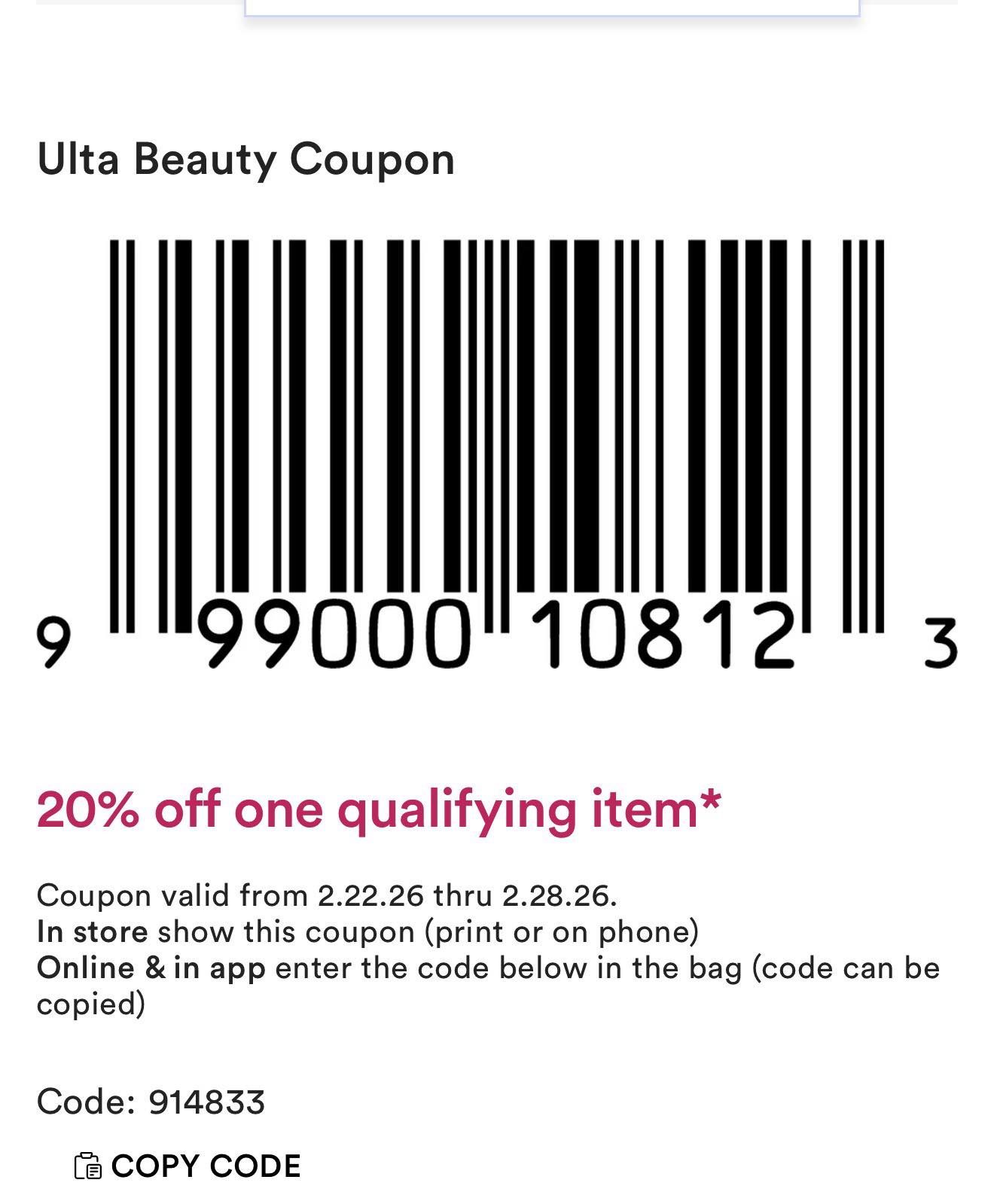 Ulta shoppers! This code works fo 20% off until end of month! https://rstyle.me/+AGISMeaWH_o1JmZCvq-_gg