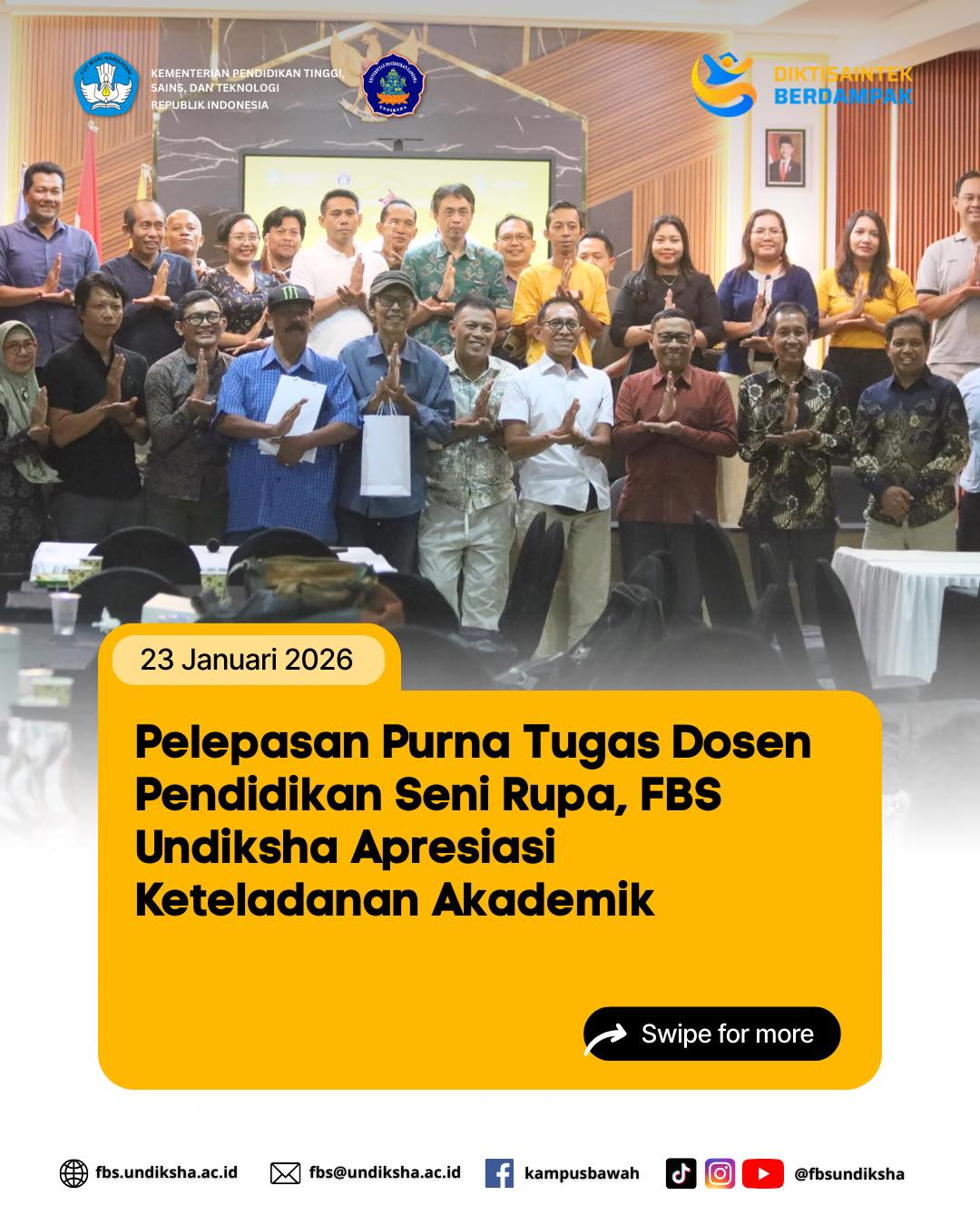 FBS Undiksha - Pelepasan Purna Tugas Dosen Pendidikan Seni... | Facebook