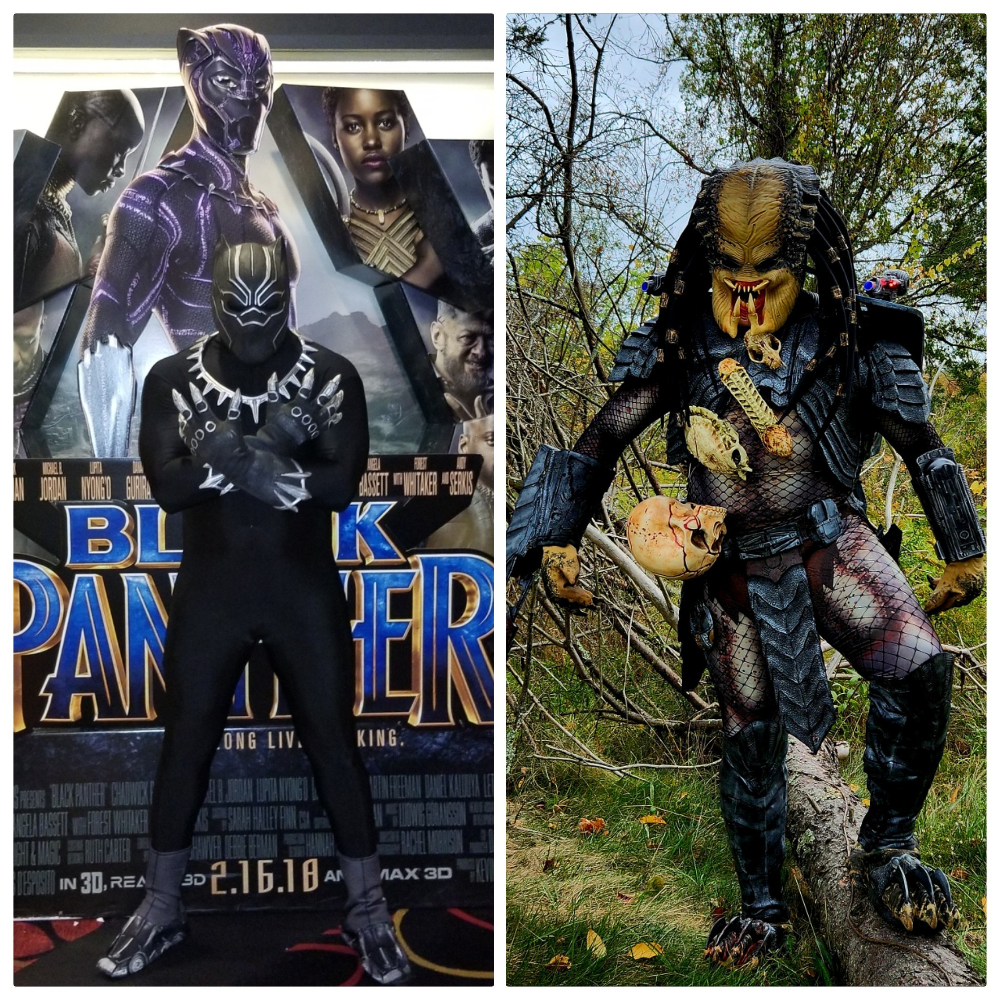 Cosplay transformation from Black Panther to Predator