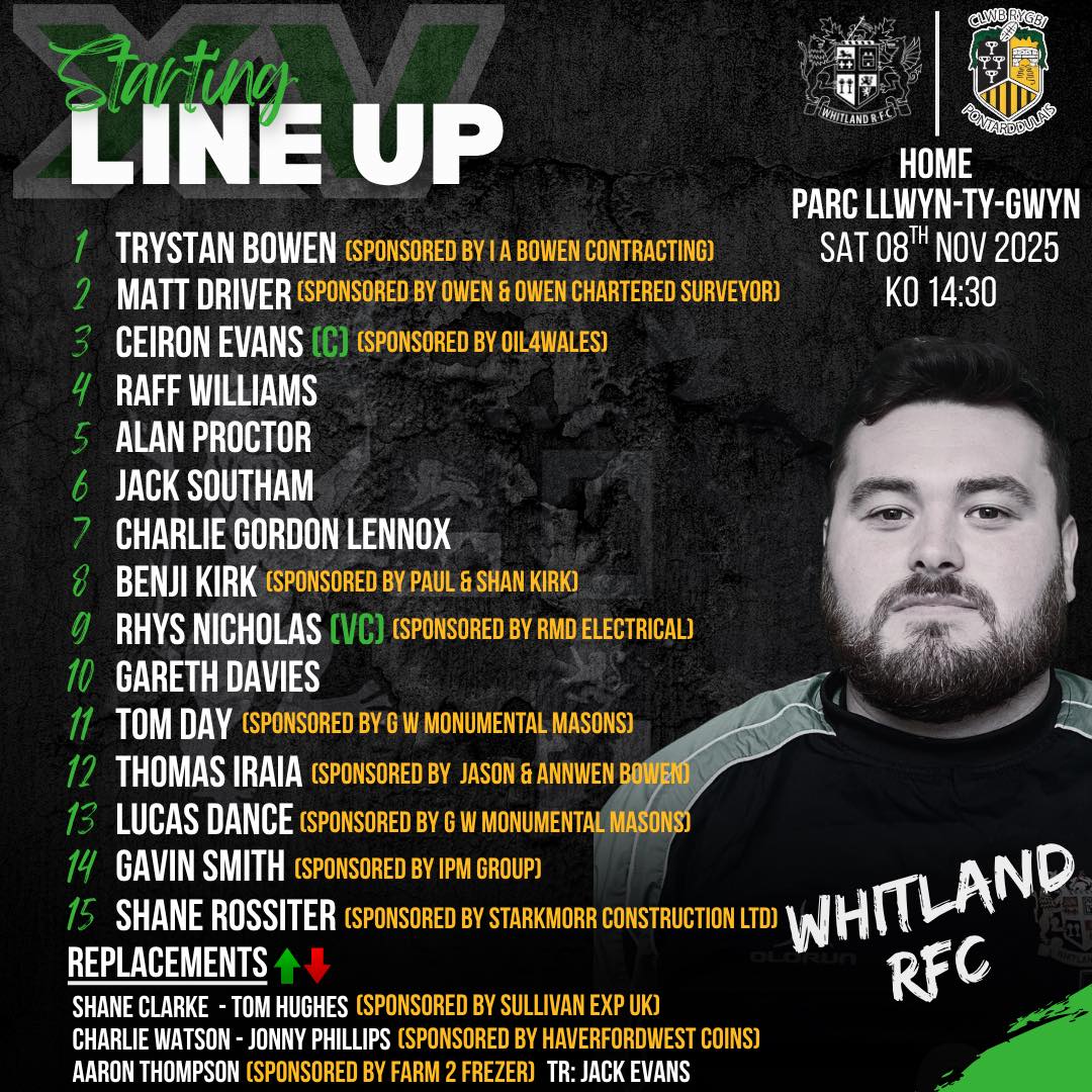 🟢 WHITLAND 1XV 🟢 🏉 SQUAD... - The Home of Whitland RFC | Facebook
