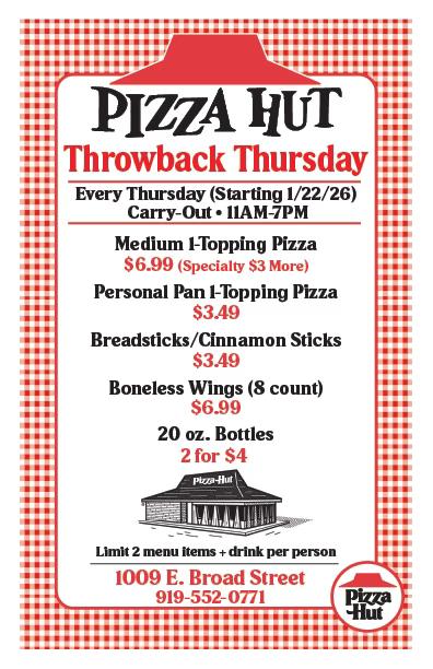 What's Up - Fuquay Varina | Starting January 22nd, Pizza Hut of Fuquay ...