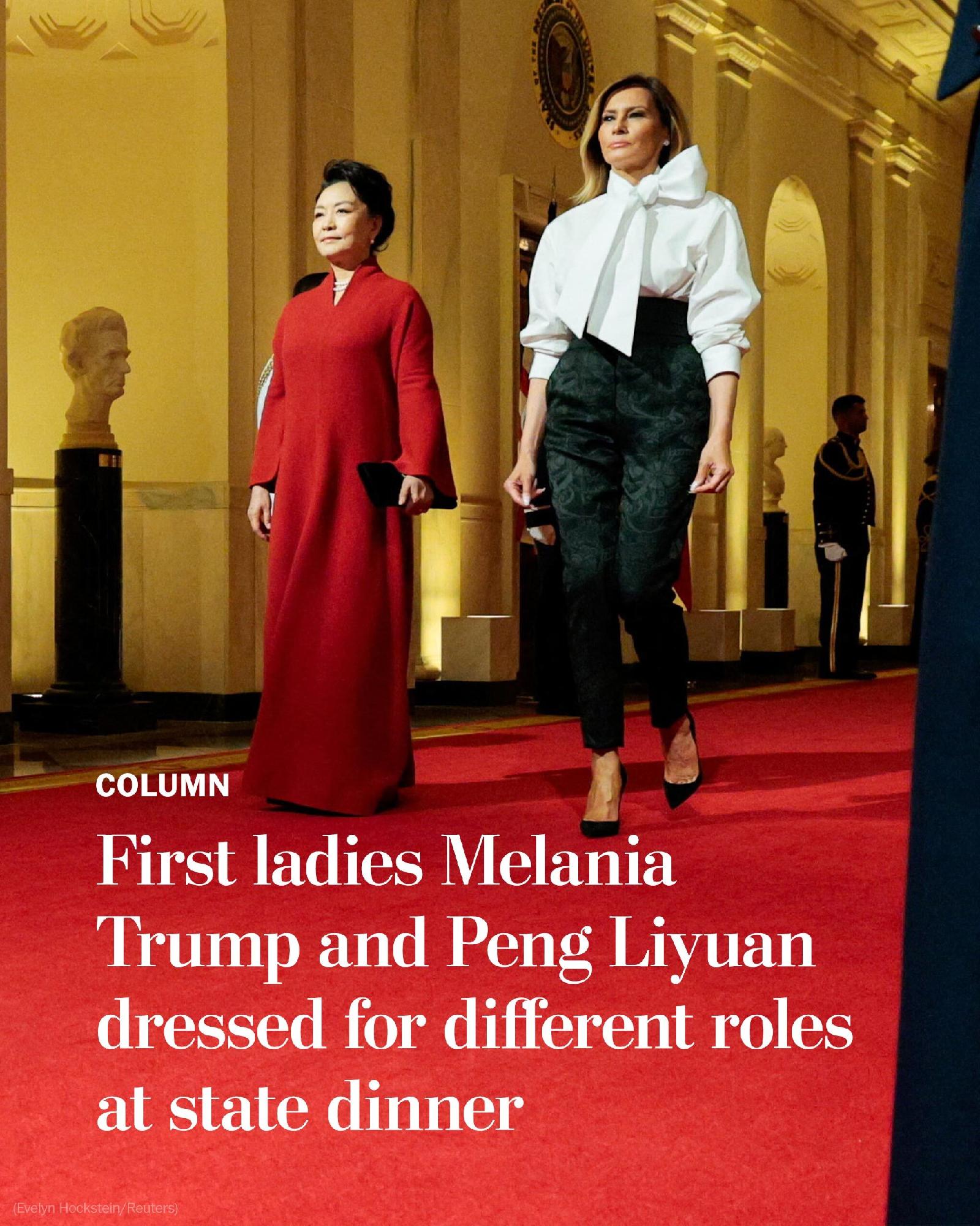 first lady dress code Column by Ashley Fetters Maloy: The state dinner outfits of ladies Melania Trump and Peng Liyuan split in two divergent directions: One side emphasized modernity and experimentation, while the other hung A-line V-Neck Prom Dress