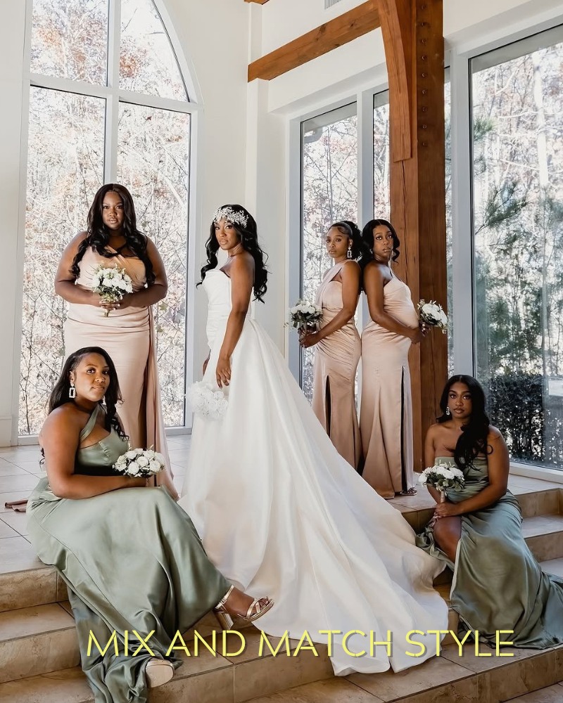 🤎 Neutral & Sage Mix 🤎 Cohesive nude + sage mix-and-match bridesmaid crew. Different styles, one stunning vibe for your big day. . . #ChicSew #MixAndMatchBridesmaids #NeutralWeddingColors #SageBridesmaid #BridalPartyGoals