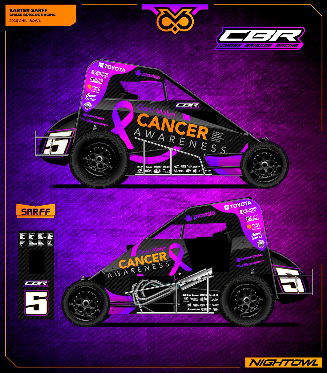 Nightowl - 2026 Chili Bowl design for Karter Sarff & Chase Briscoe ...