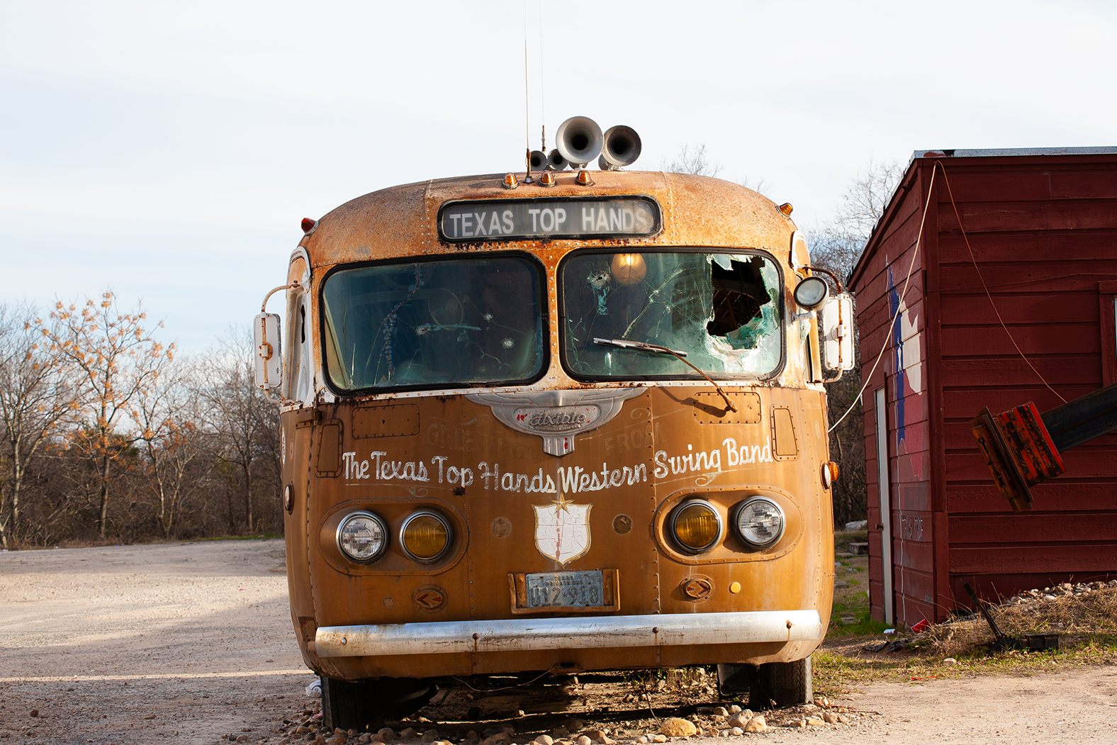 I shot this photo of the Texas Top Hands tour bus in front of the 