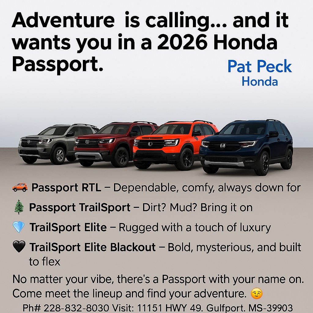 Pat - 🚙 Adventure is calling… and it wants you in a 2026 Honda Passport ...