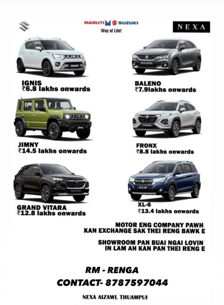 This price ex showroom price only 1,Baleno 2,Fronx 3,Gran vitara 4