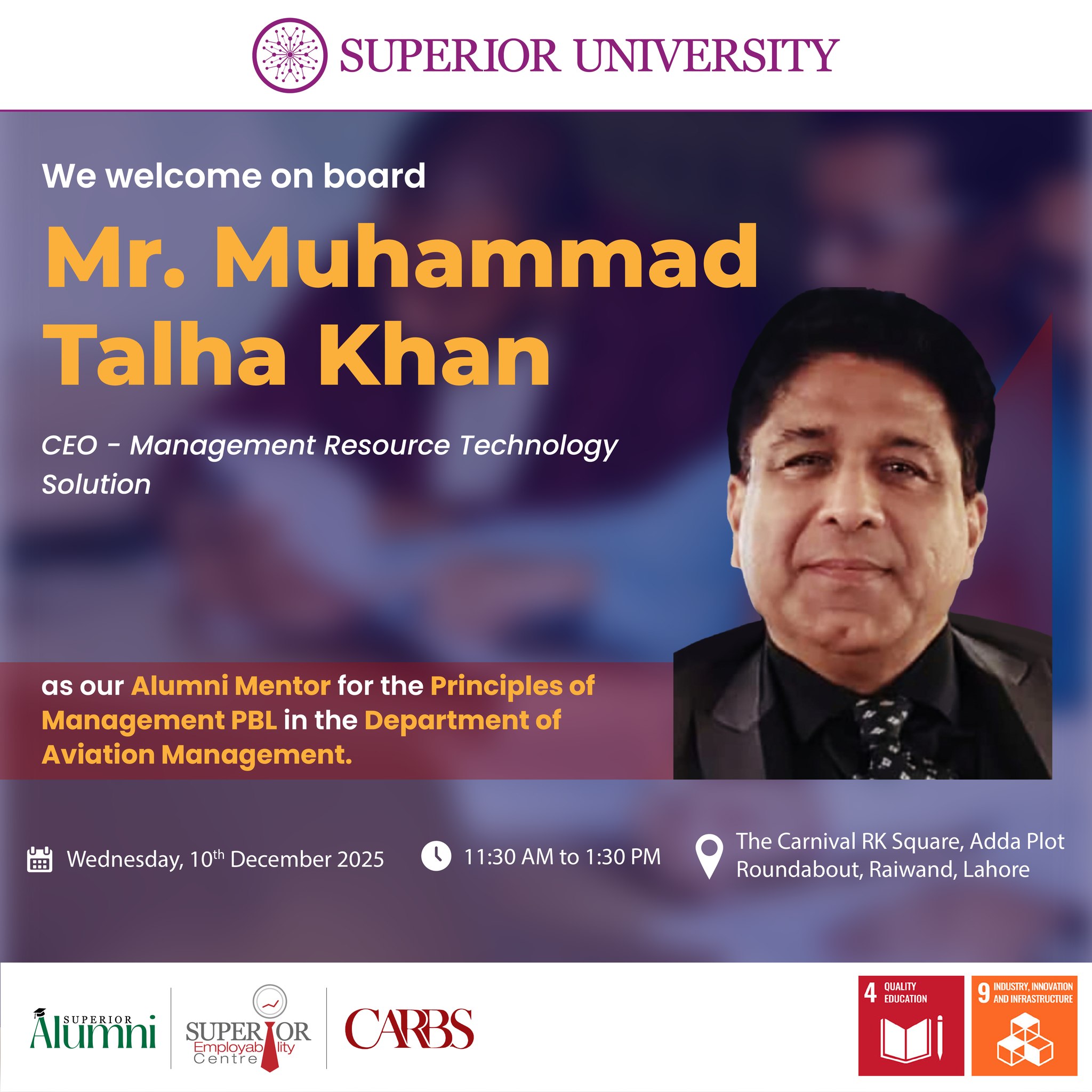 Superior - Welcoming Our Prestigious Alumnus! We are delighted to ...