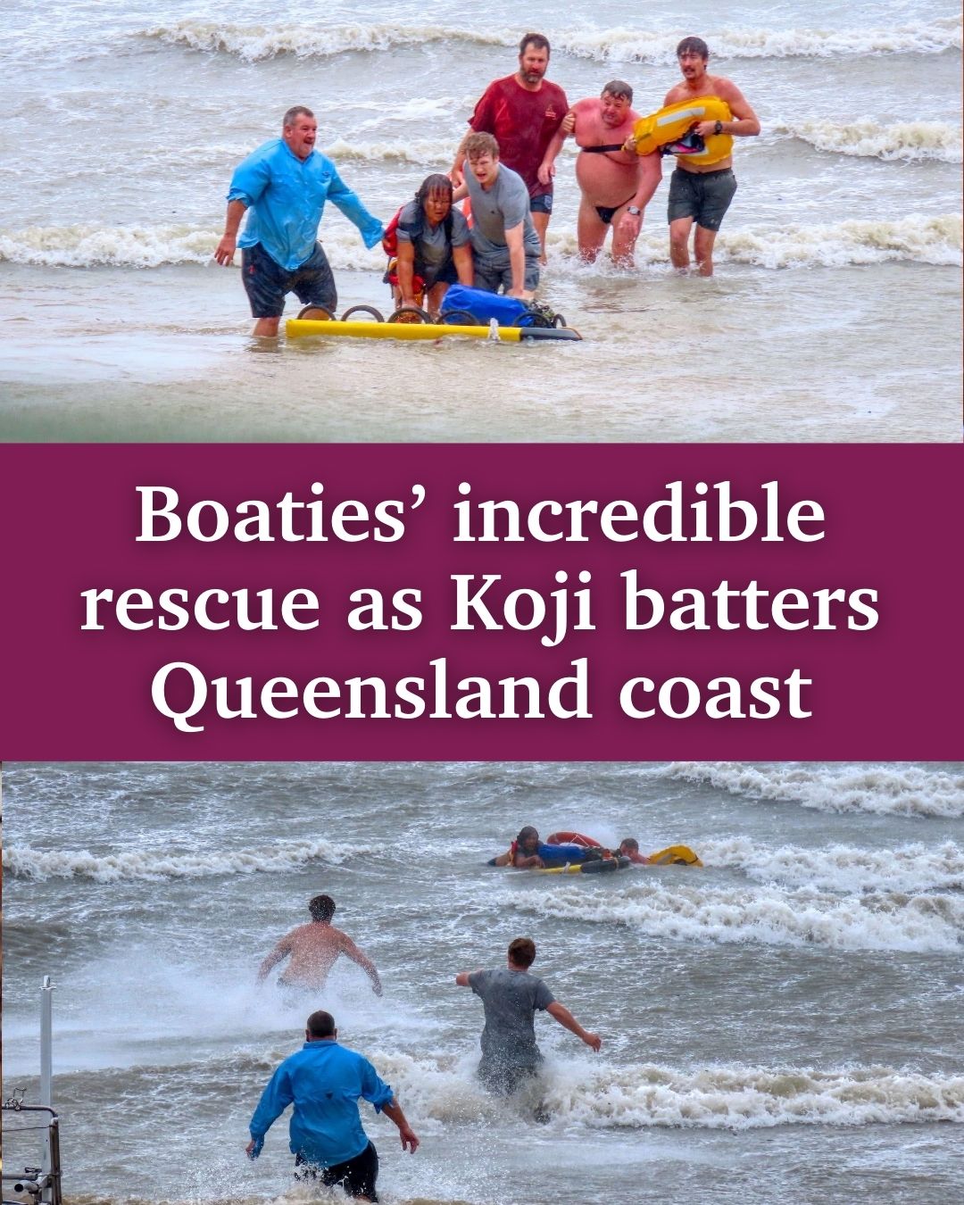 Albert - A family trapped by gushing floodwater and boaties clinging to ...
