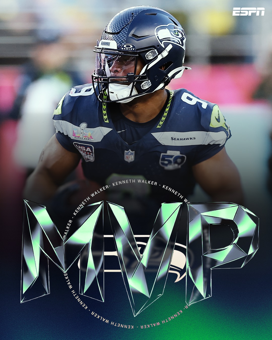 Kenneth Walker III is the Super Bowl LX MVP 🏆 He is the first