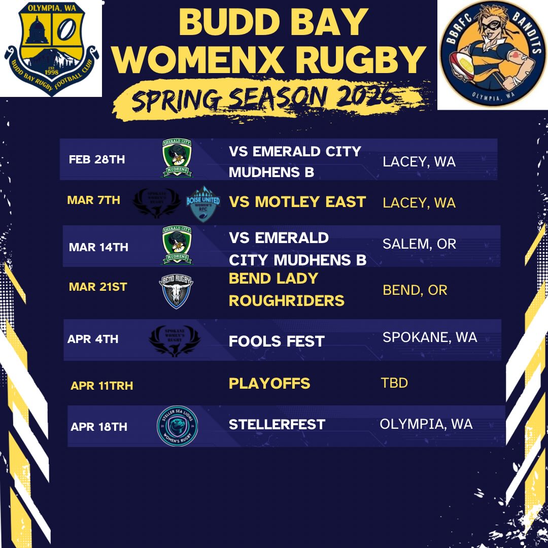 The spring 2026 schedule is out!... - Budd Bay Bandits Rugby | Facebook