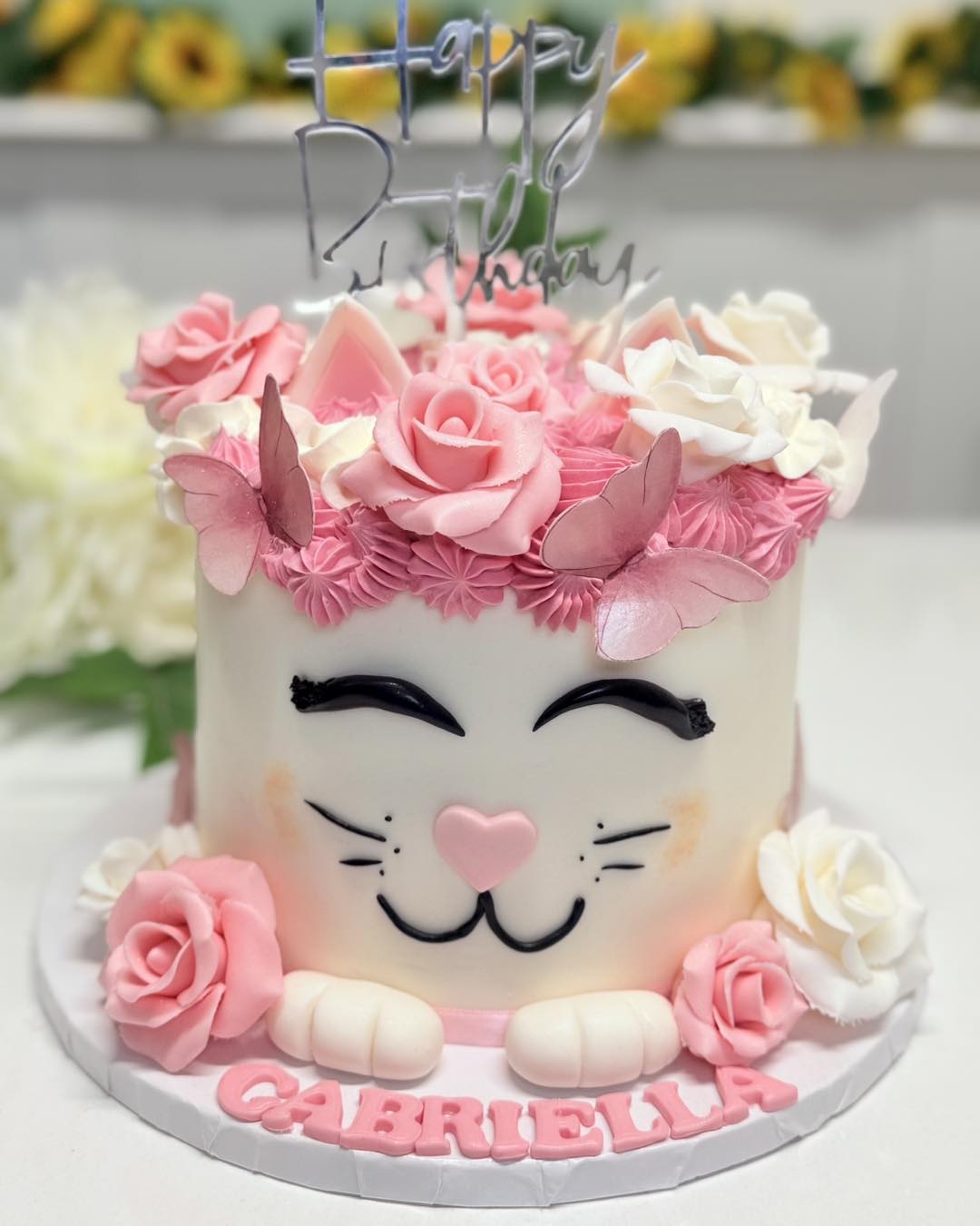 Decorazioni Per Torte A Tema Gatto – 12 Figure Miao + Adesivi Zampe E Fiori Per Compleanni E Baby Shower