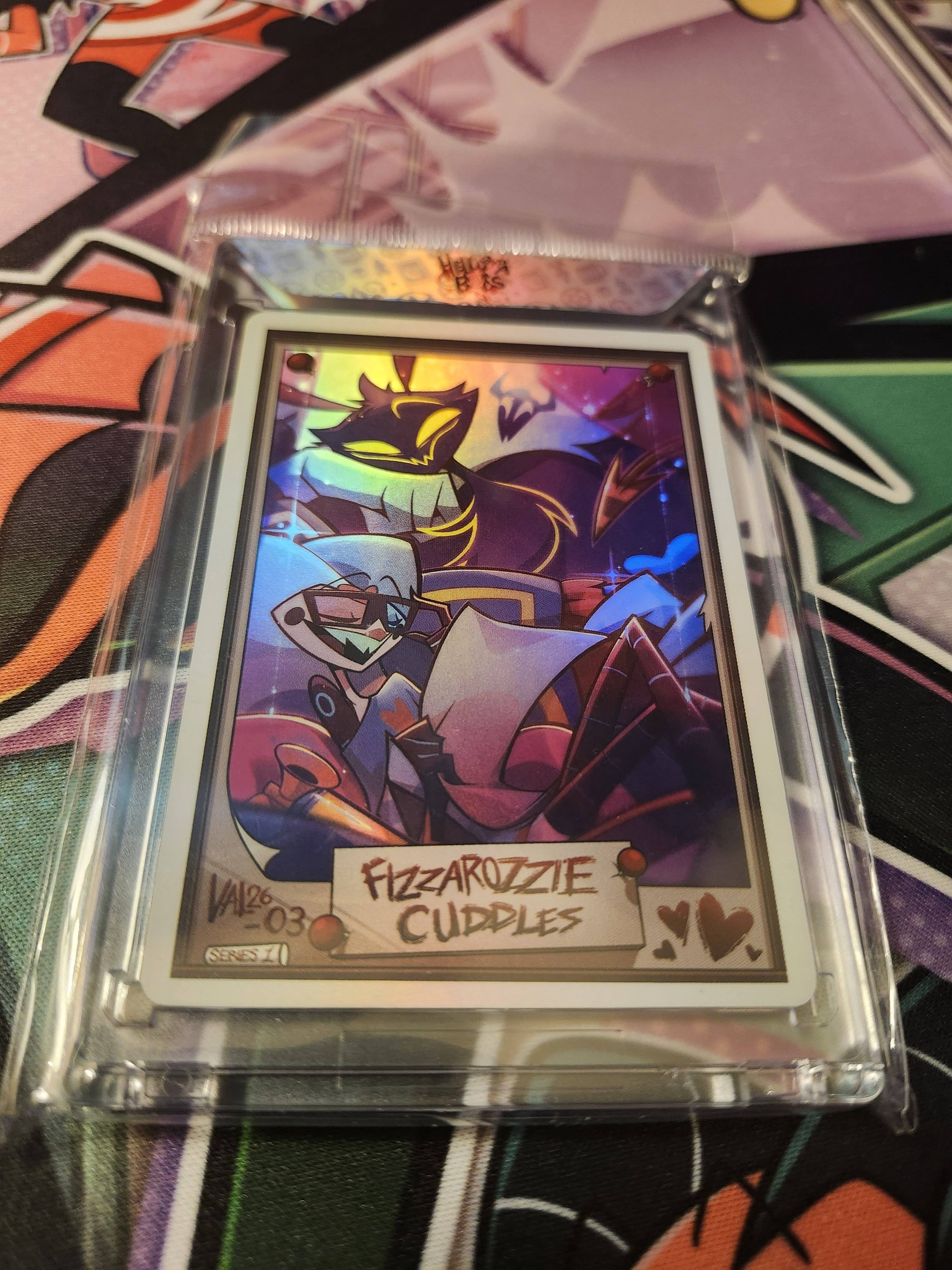 Helluva Boss promo cards with foil Fizz and Ozzi