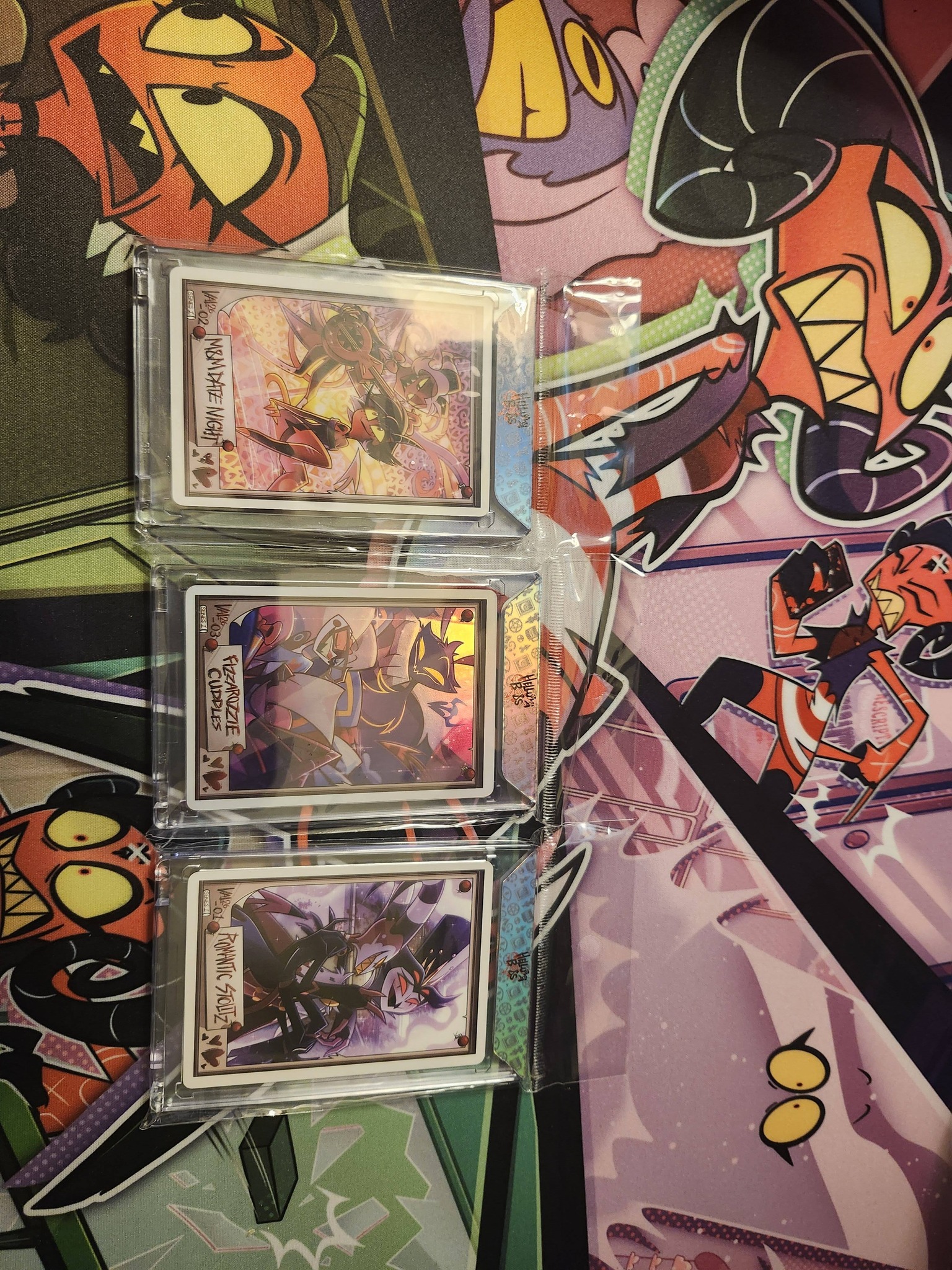 Helluva Boss promo cards with foil Fizz and Ozzi