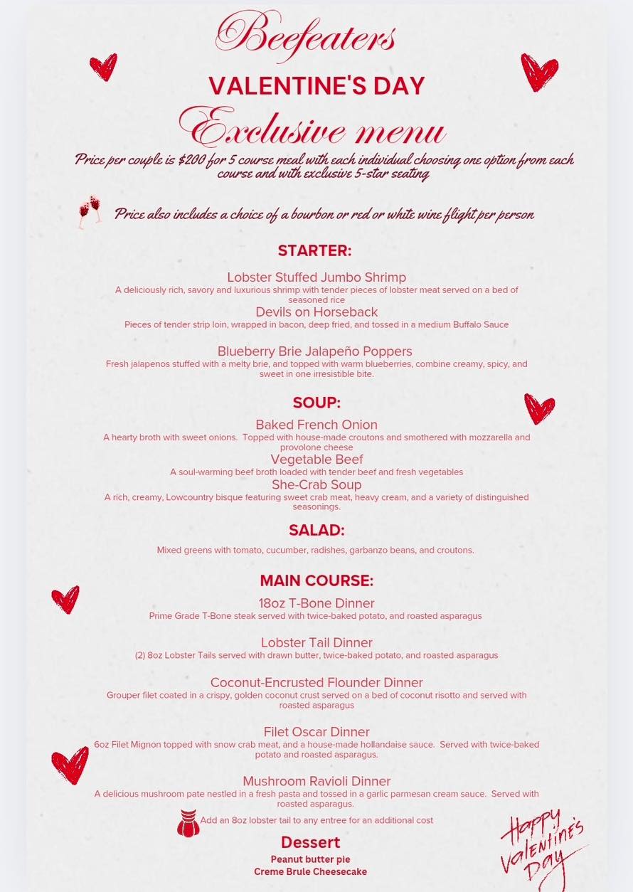 💘 Spend Valentine’s Day at... - The Beefeaters Restaurant | Facebook