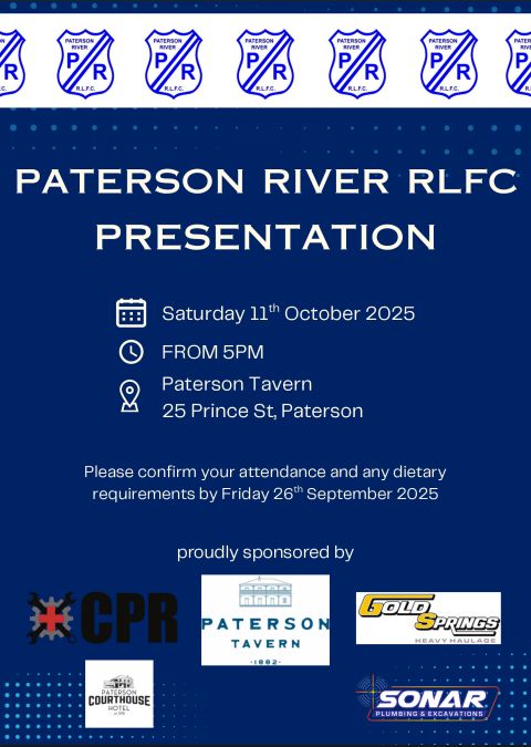 PatersonRiver - 🏉 Paterson River RLFC 2025 Presentation Night 🏉 Join us ...