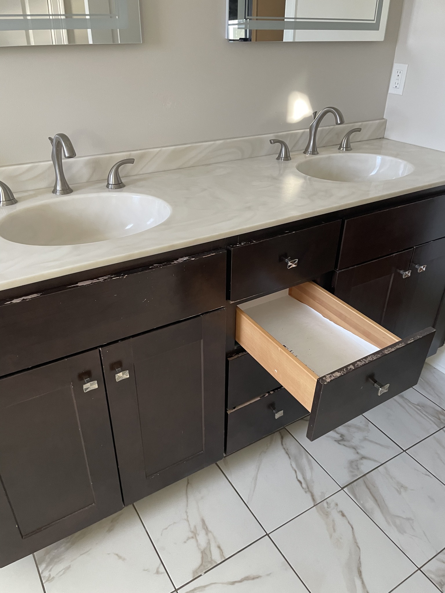 72" VANITY with double sink including Delta faucets. - Vanities