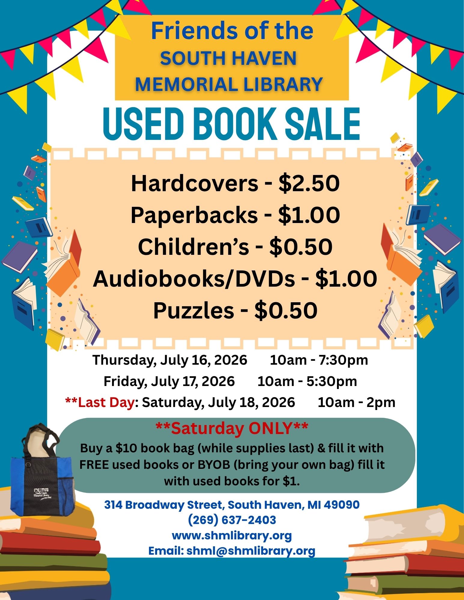 書 Limited-Time Sale (Until Friday) Mark your calendars! The Friends of the South Haven Memorial