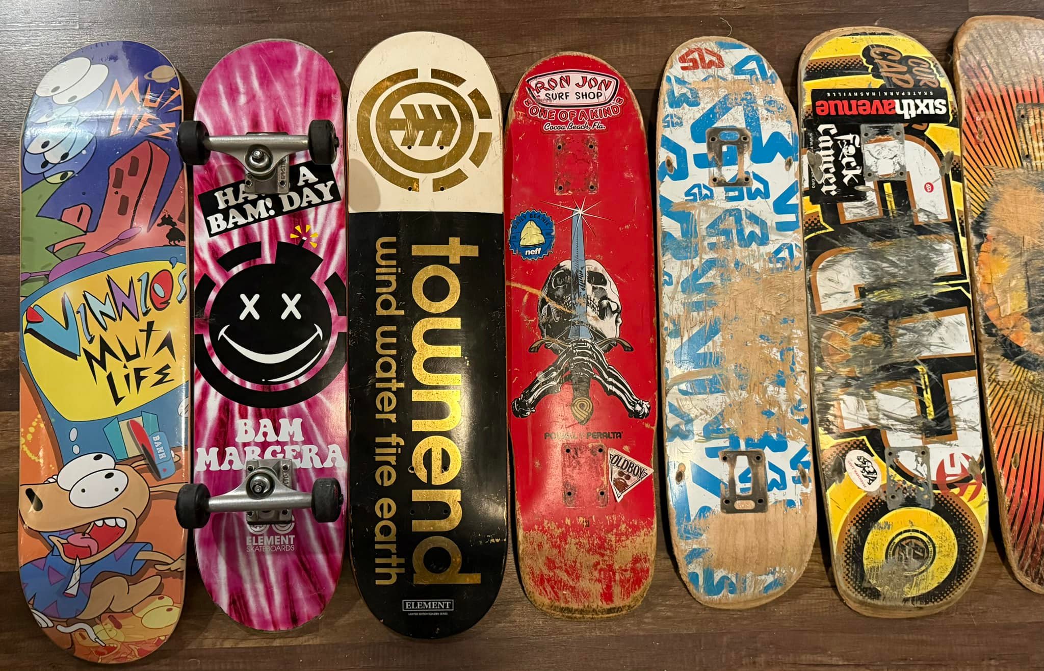 Skateboard collection and memories of favorite decks