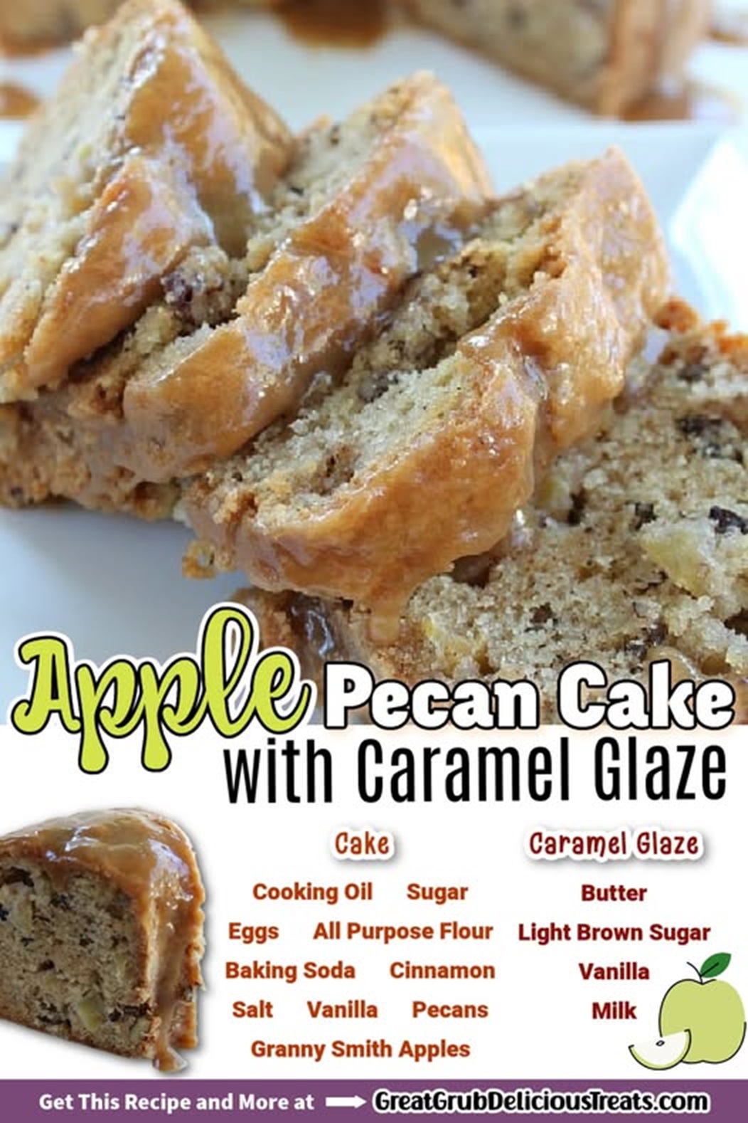 Recipes - Apple Pecan Cake with Caramel Glaze! 🍎 Oozes with caramel ...